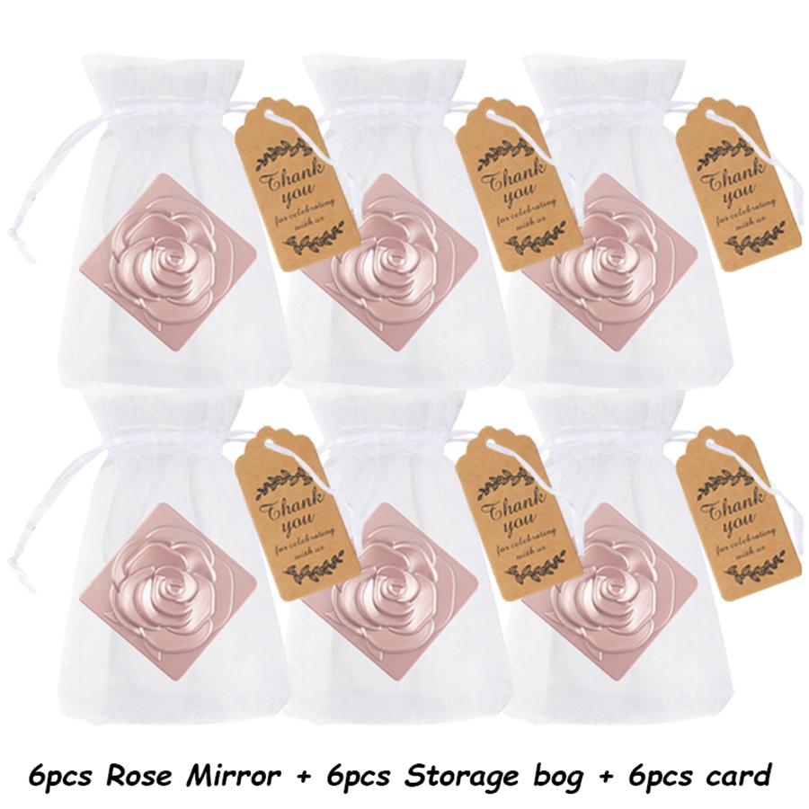 

6/12Set 7cm Square Rose Mirror with Storage Bag Lady Portable Handheld Folding Mirror Dressing Table Makeup Accessories