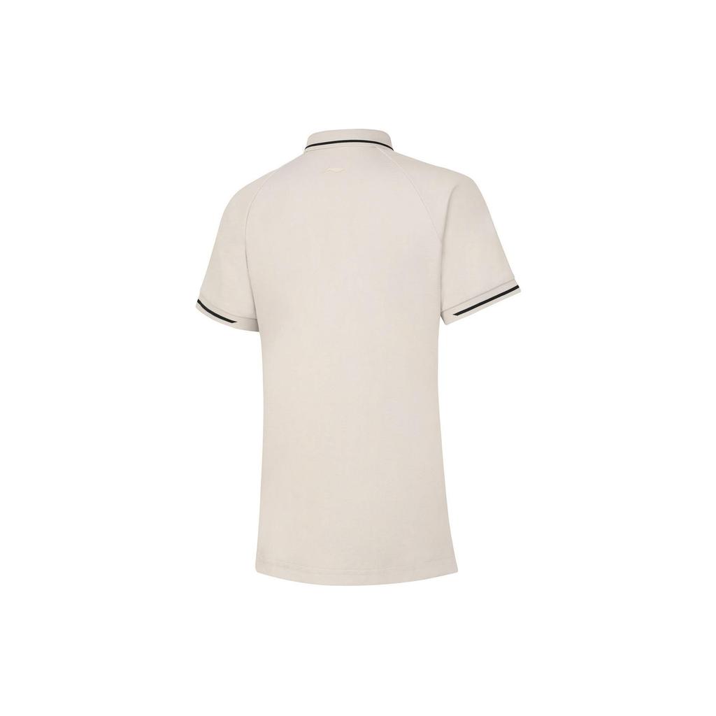 Li Ning Solid Color Moisture Wicking Quick Dry Breathable Polo Shirt Women Tops Oatmeal-Gray APLU206-3