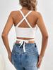 Square Neck Ribbed Tank Top Spaghetti Strap Crop Tops Women Summer Knitting Cross Belt Camis Fashion Tube Female Sleeveless Cropped Vest Y2K Clothes