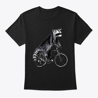 Waschbär auf einem Fahrrad Unisex T-Shirt