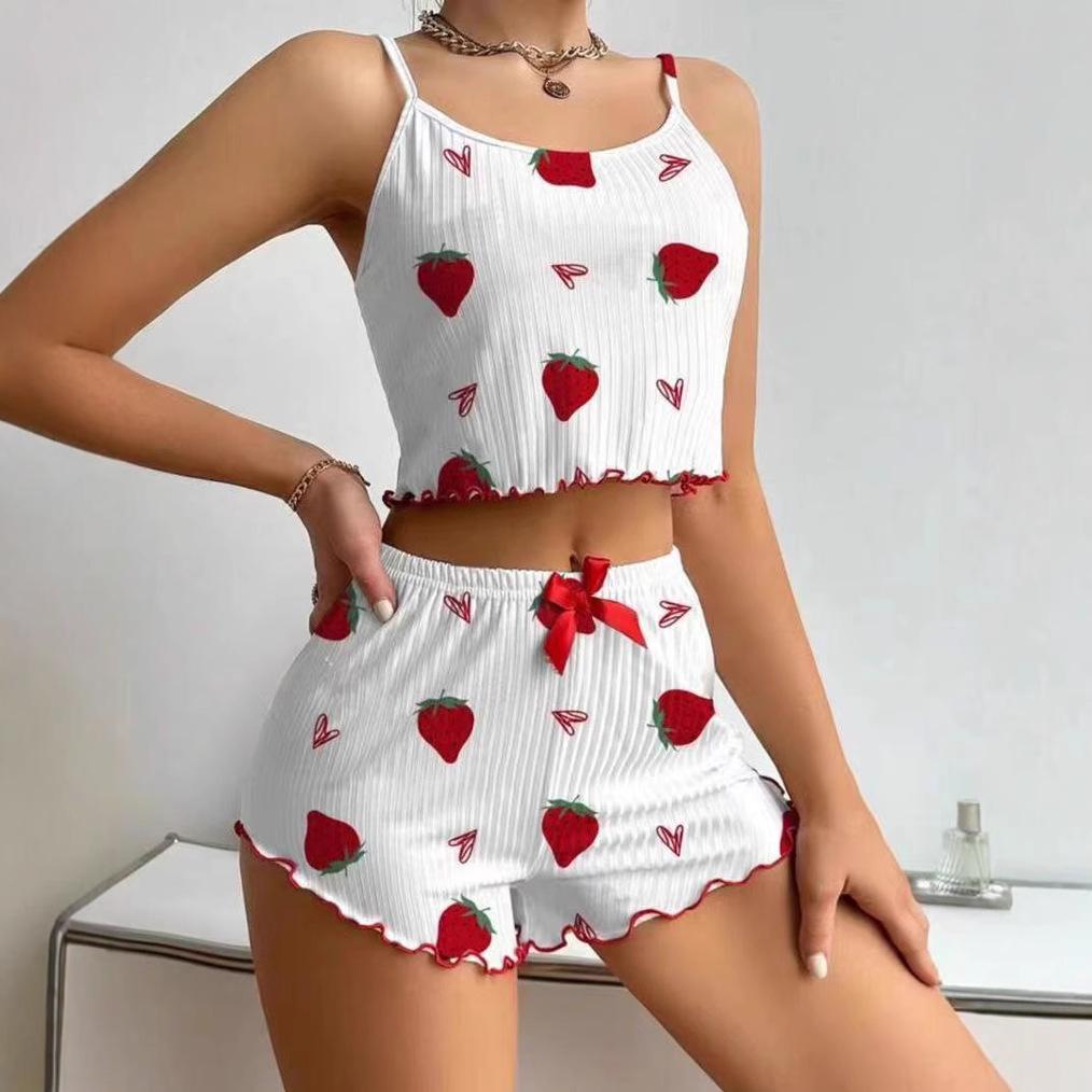 2024 Women's Fashion Set: European/American Printed Camisole & Shorts Pajama