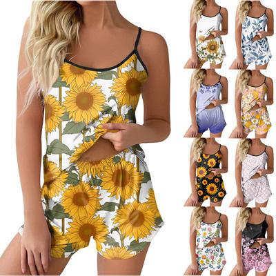 Pyjama Sets For Women Soft Two Piece Loungewear Sets Sleeveless Tops Shorts Matching Pyjamas Nightwear