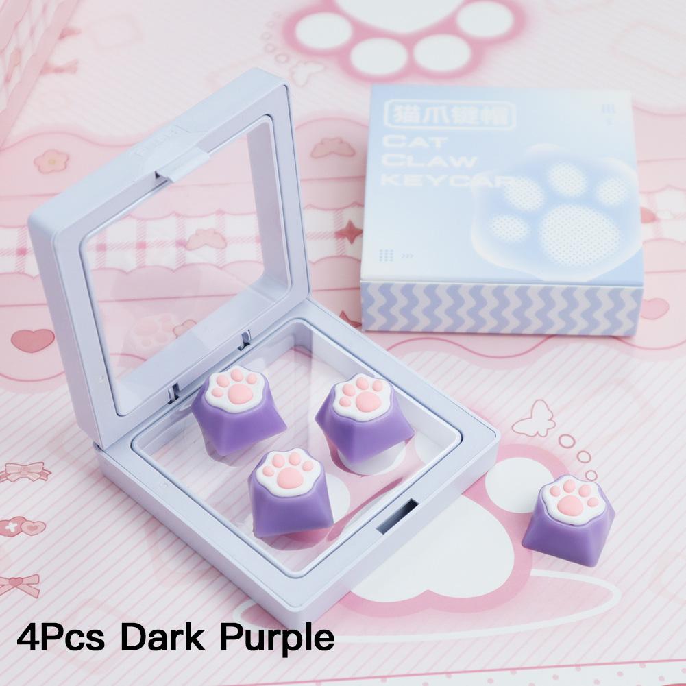 1/4Pcs Lovely Cat Claw Keycaps Cross Axis Key Cap Pink White Cartoon DIY Decoration For Mechanical Keyboard Arrow Keys