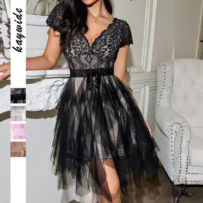 Cross-border European and American Elegant Temperament Wind Lace Splicing Long Dress Dress Women's Clothing Autumn and Winter Independent