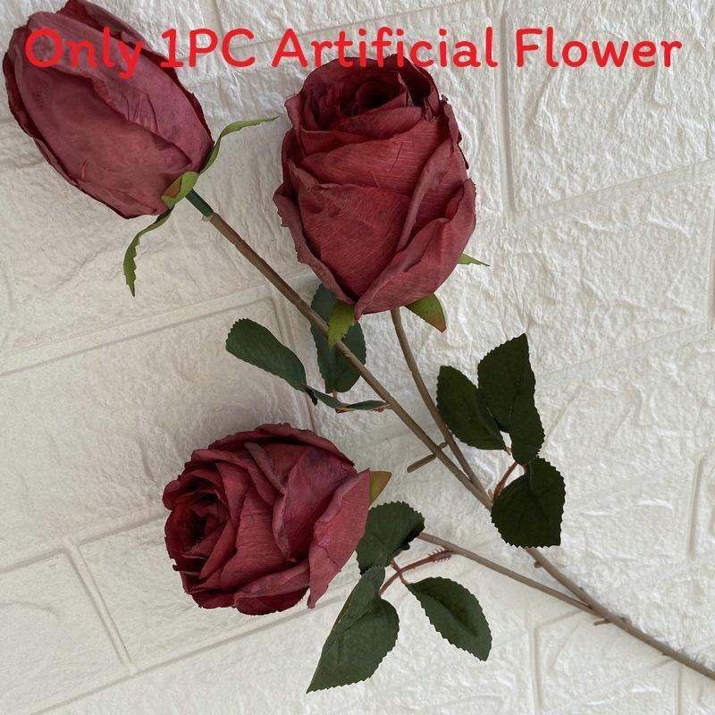 3head Long Branch Rose Artificial Flowers For Wedding Decor And Home Decorations