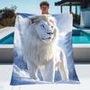 1pc 3D White Tiger Print Soft Flannel Throw Blanket Warm Cozy Fuzzy Blanket for Home Bedroom Sofa Couch