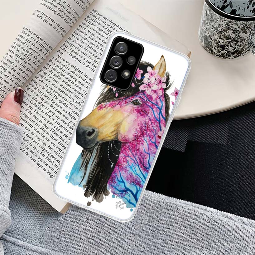 Animal Oil Painting Cute Horse Phone Case for Samsung Galaxy A17 A16 A15 A14 A13 A57 A56 A55 A54 A53 A37 A36 A35 A34 A33 A26 A25