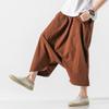 Men Plus Size Casual Harem Pants Vintage Loose Cotton Linen Wide Leg Pants Men Elastic Waist Pantalones Trousers