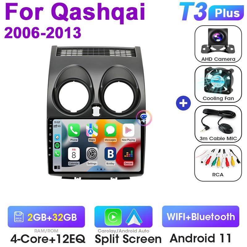 Radio auto 2 Din Android 12 pentru Nissan Qashqai 1 J10 2006-2014 Player video multimedia Navigație GPS Stereo 4G WIFI Carplay Auto