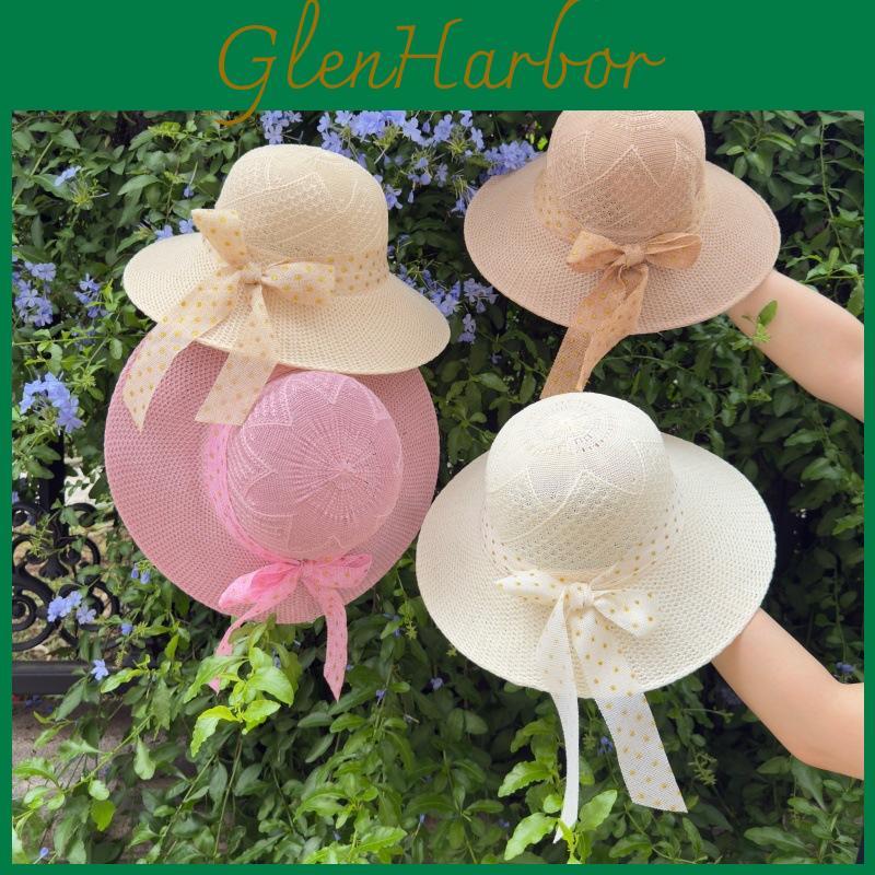 Summer Straw Hat For Women With Wide Brim And Bow Tie Sunshade Sun Hat