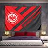 Diagonal Red and Black Layers with the Eintracht Frankfurt Logo and Text. Patterned Tapestry for Bedroom and Living Room Home Decor