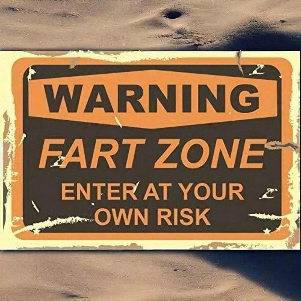 Metal Wall Art Decor, Warning Fart Zone Sign Funny Metal Poster for Bar Garage