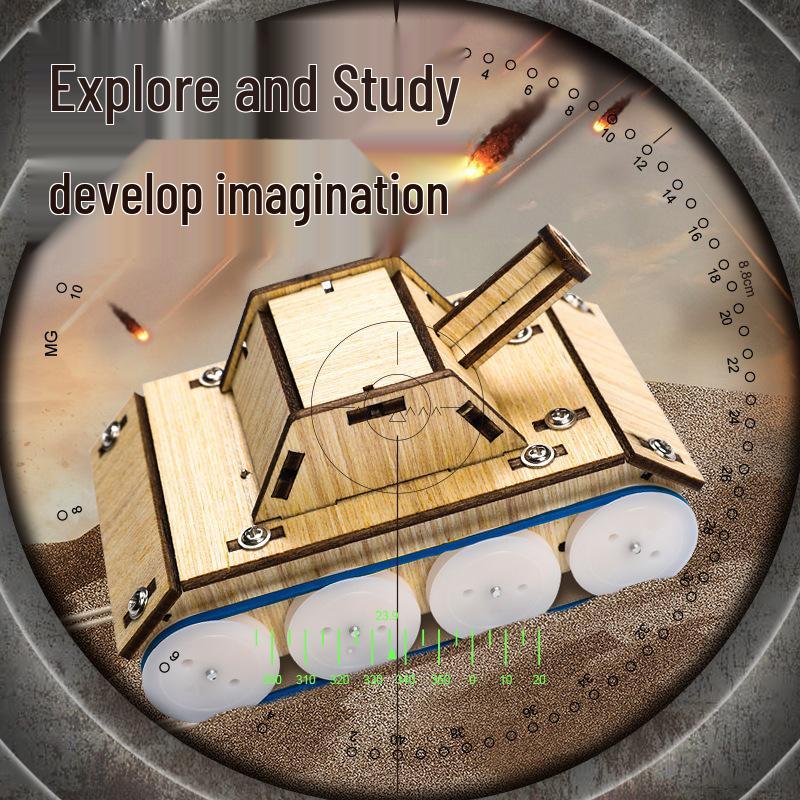 DIY Electric Toy Tank Science Kit for Kids - Wooden Physics Project for STEM Education
