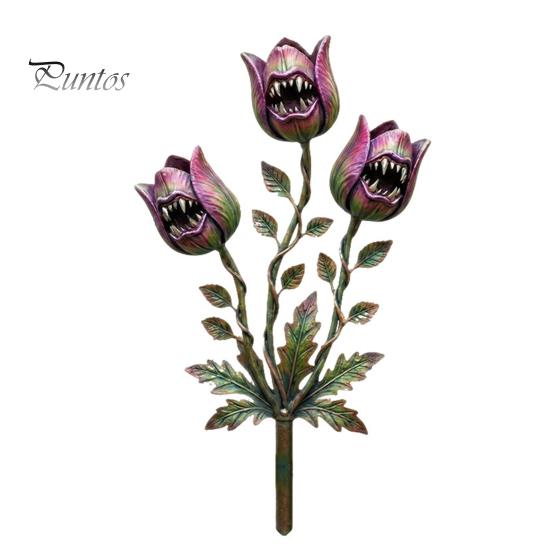 Einzigartiger Blumenbeet-Akzent Fleischfressende Pflanze Gartenstecker, Metall Venusfliegenfalle Hofkunst Skurrile Terrassen-Boden-Einlage Skulptur für Außenweg
