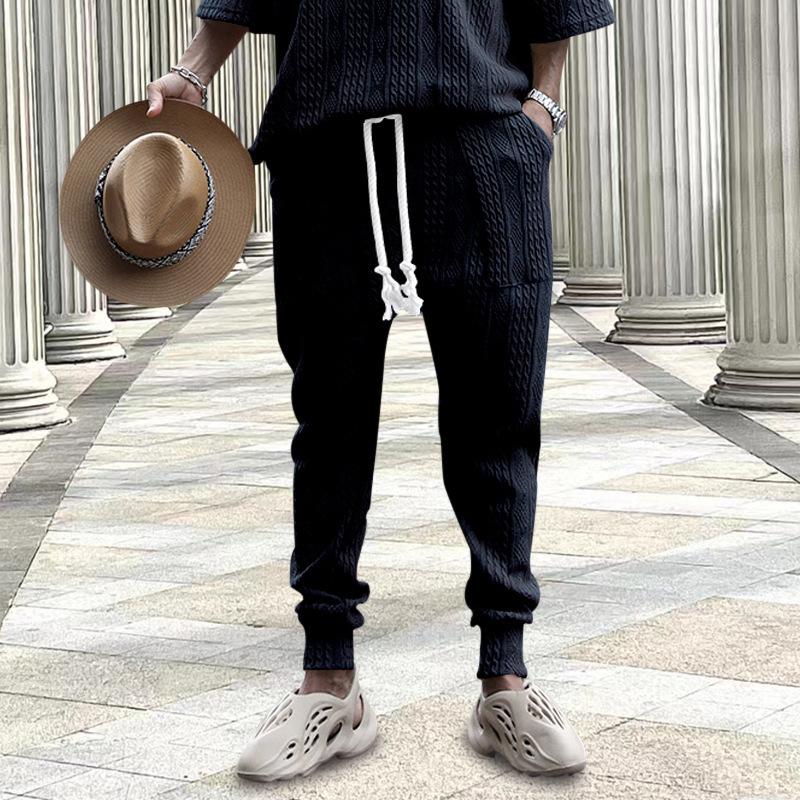 

New Spring And Summer Men S Casual Sports Pants Fitness Pants Running Men S Pants Men S Leg Binding Fitness Pants Casual Sanitary Pants XXXL темно-синього кольору