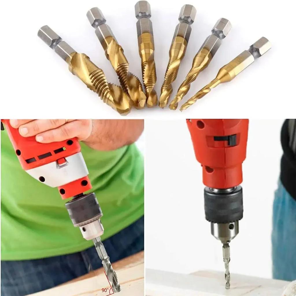Sechskantschaft, titanbeschichtet, HSS-Gewinde, metrisch, Gewindebohrer, Schraubenmaschine, Verbundgewindebohrer, M3, M4, M5, M6, M8, M10, Handwerkzeuge