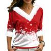 Women's Christmas V-Neck Top Elegant Cut for Party Date and Casual Wear