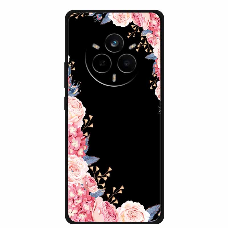 For Realme 14 Pro Case Luxury Phone Cover For Realme 14 Pro+ Cute Floral Black Silicone Soft Case TPU Funda Realme 14 Pro Plus