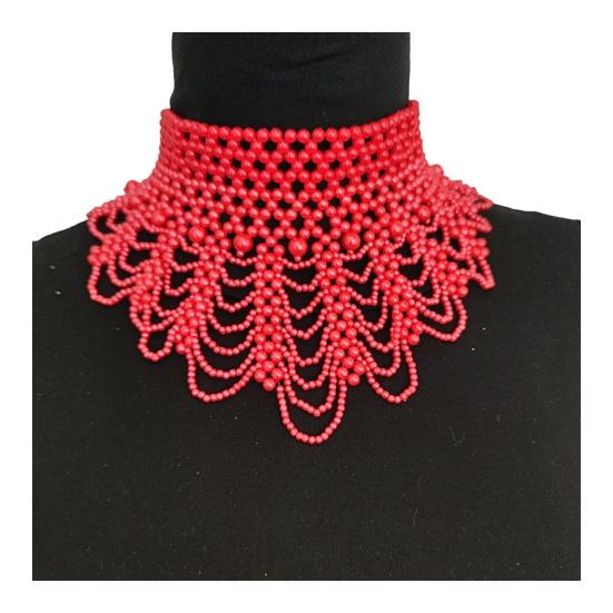 Imitation Pearl Fake Collar Necklace Hollow Design Multi Layer Detachable Collar Solid Color Dress Accessory