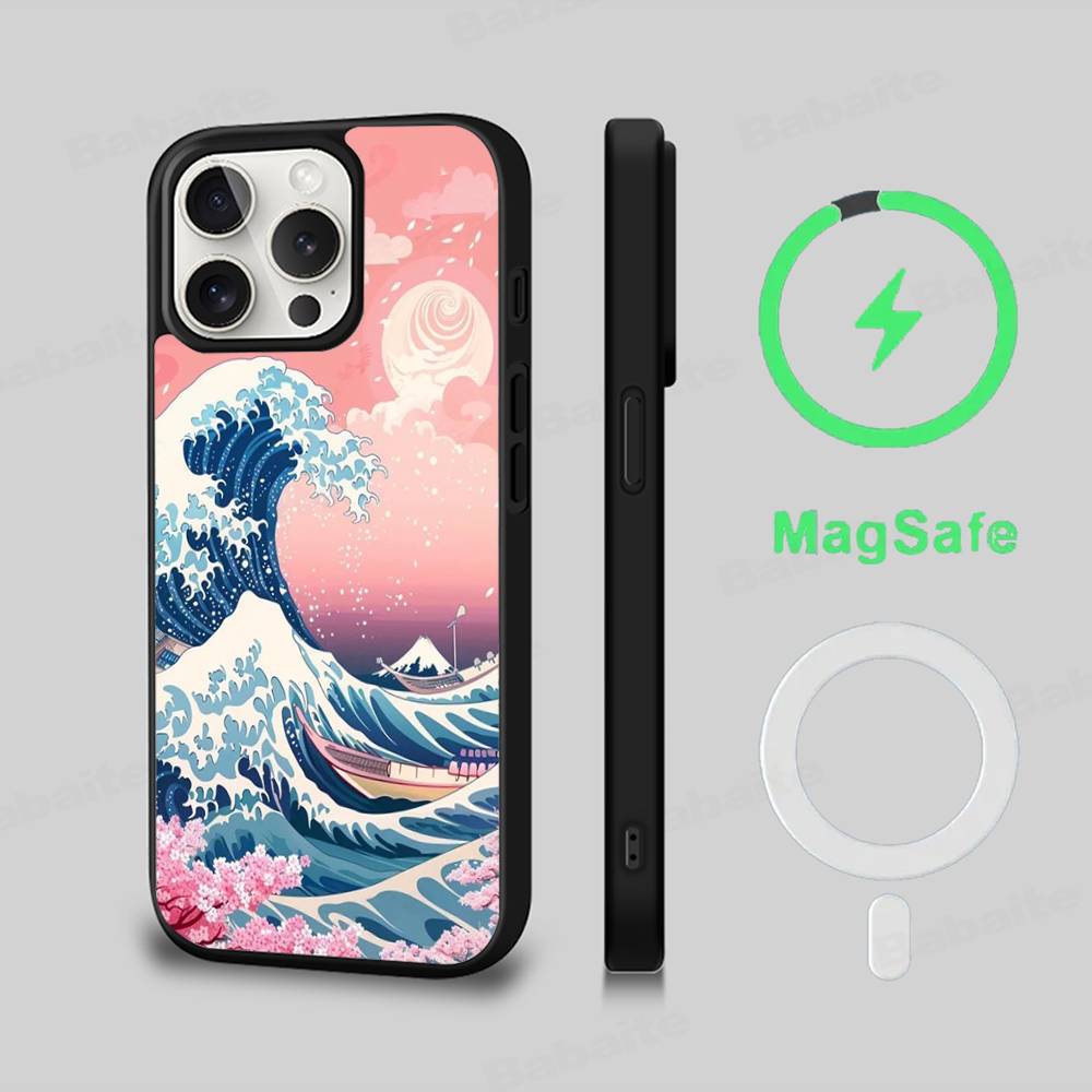 Classic Artwork Great Wave Off Kanagawa Magnetic Matte Phone Case For IPhone 16 17 15 14 13 12 11 For Magsafe Wireless