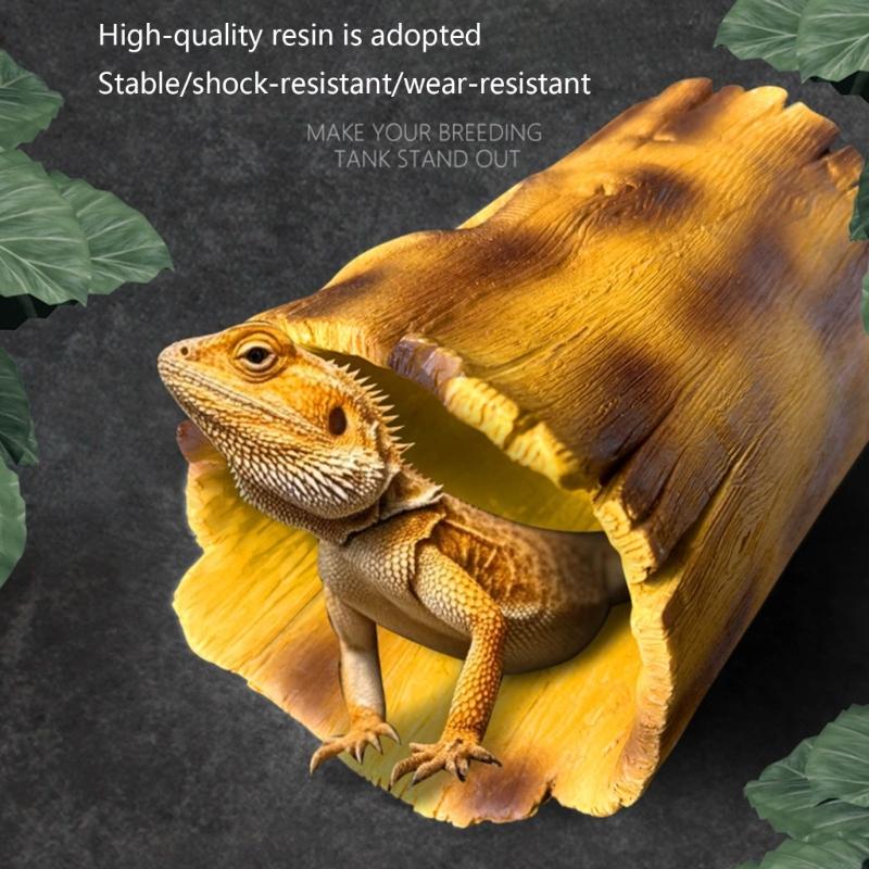 Natural Reptiles Habitats Decors Resin Hideouts Cave For Bearded Dragons Geckos Climbing Shelter Place Easy to Clean