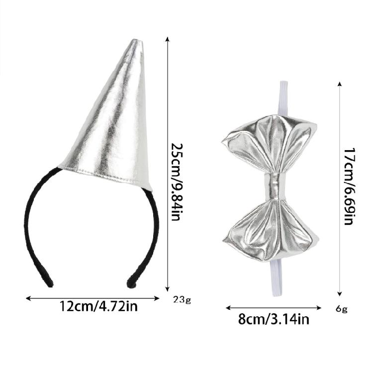 Tin Man Costume Hat Bowtie with Adjustable Band Roleplay Event Outfit For Adult Kids Halloween Event Stage Performances