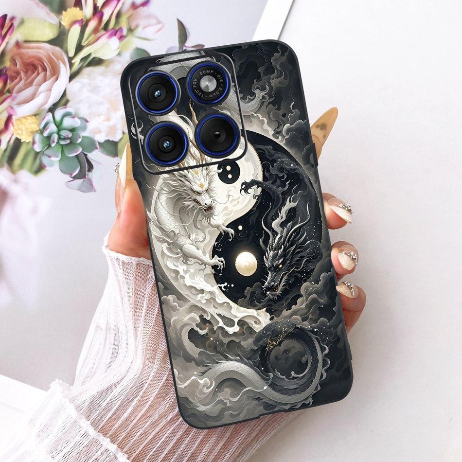 For Motorola Edge 70 Cool Dragon Tiger Pattern Phone Case For Motorola Moto X70 Air Edge70 5G Black Silicone Soft Cases Bumpers