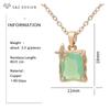 Fashion Rectangle Green Artificial Crystal Pendant Necklace For Women Trendy Elegant Collarbone Chain Jewelry