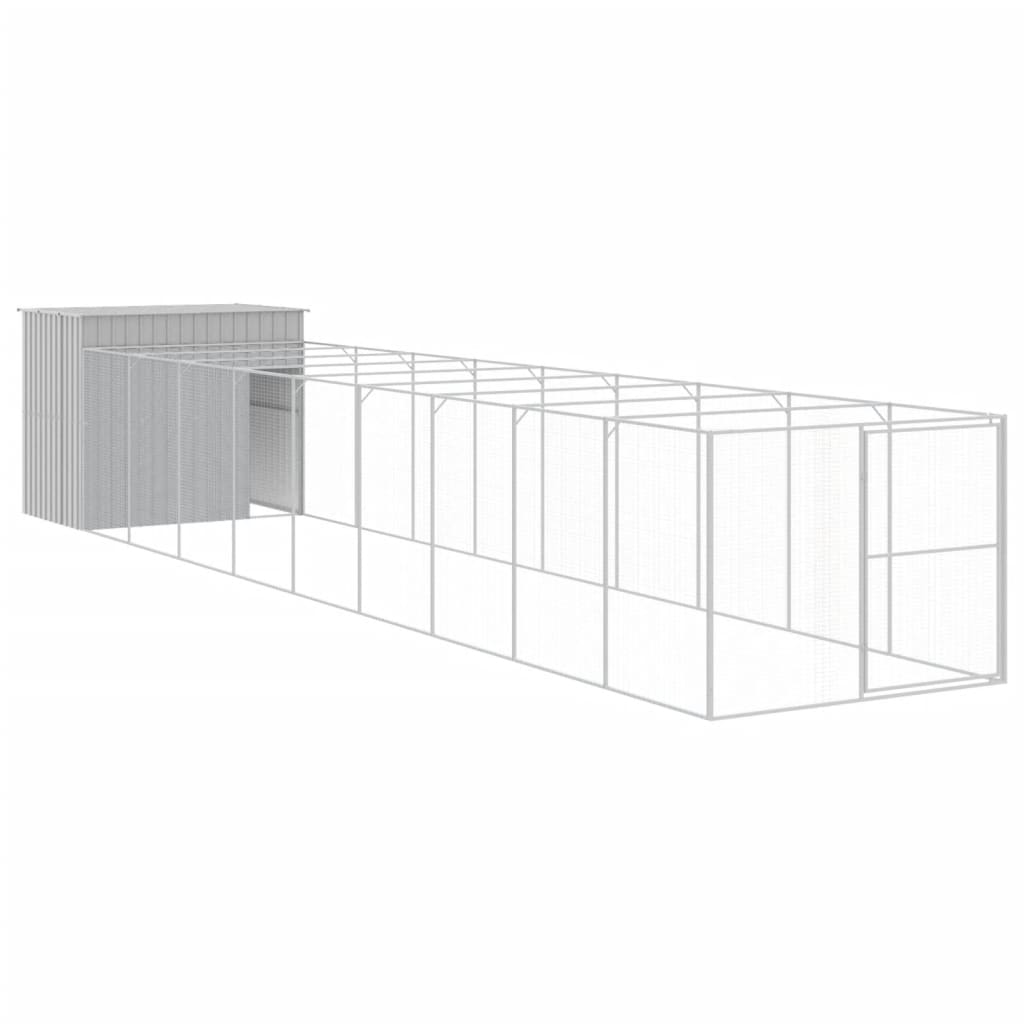 Vidaxl Buda Dla Psa, Z Wybiegiem, Jasnoszara, 214X1069X181 Cm, Stal