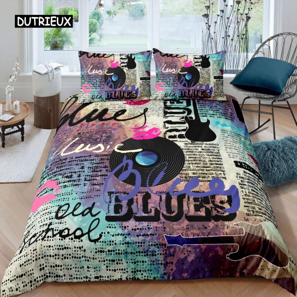 Old Newspaper Duvet Cover Set Kid Hot Air Balloon Comforter Cover Retro Truck Bedding Set Microfiber Bicycle Vintage Quilt Cover