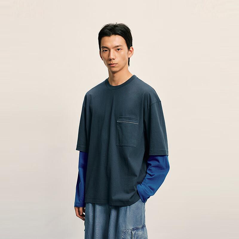 CROQUIS Men's H-Type Loose Fit Round Neck Long-Sleeve T-Shirt