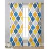 Golden Yellow Blue Geometric Moroccan Retro Transparent Curtains Perfect for Living Room Decoration Window Panel Curtain Kitchen Tulle Sheer Fabric
