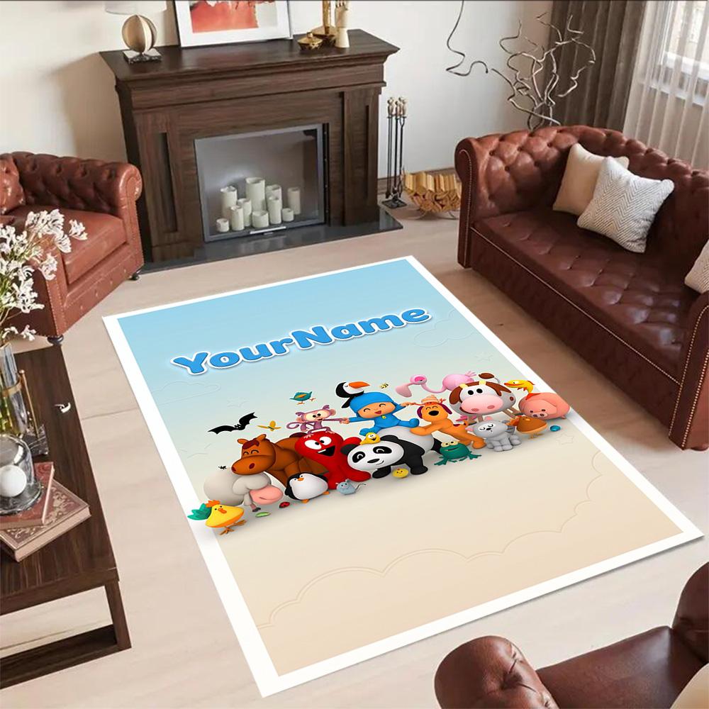 Pocoyo Customized Name Floor Rug Office Rug Perfect for Dining Room Study Room Living Rooms Bedrooms Antislip Carpet Anime Office Decor