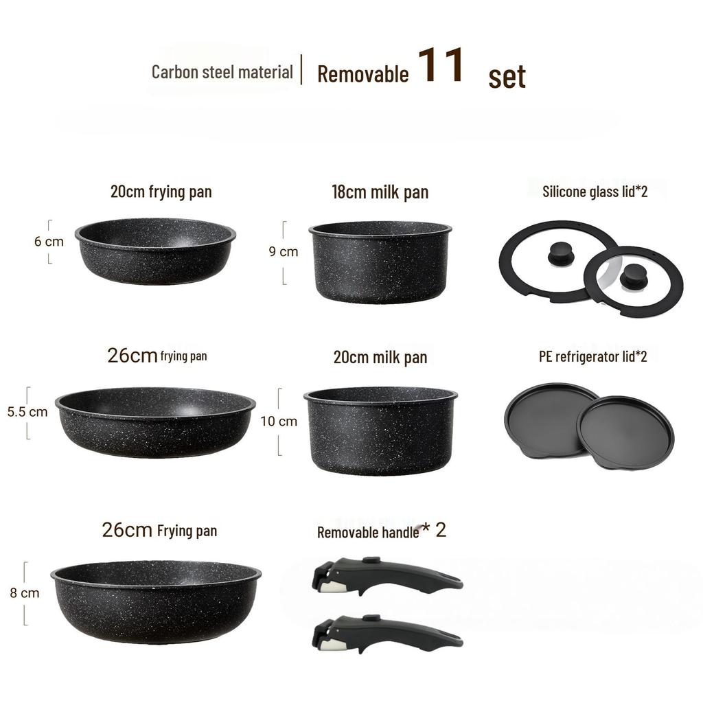 16-Piece Non-Stick Cookware Set with Detachable Handles
