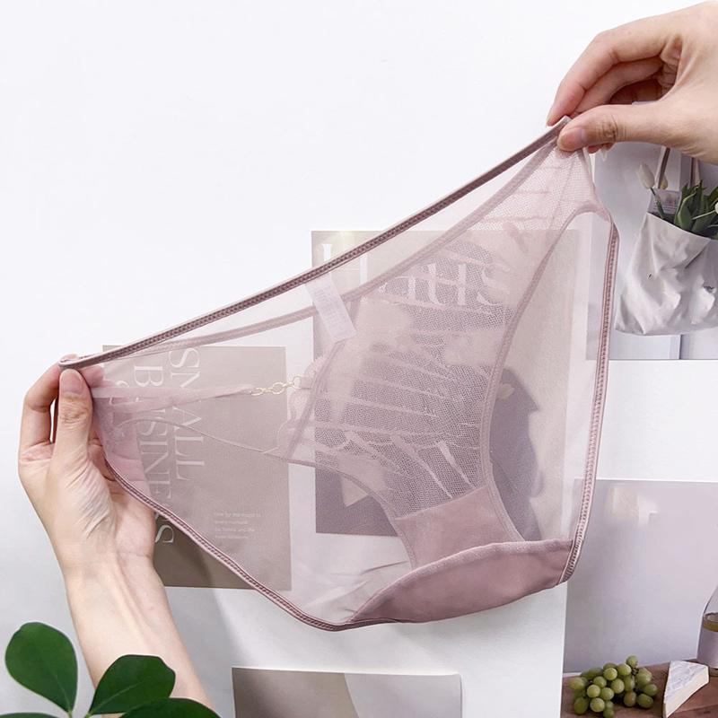 TERMEZY Sexy Hollow Out Women Panties Transparent Mesh Briefs Solid Color Breathable Underwear Low Waist G-string Soft Lingerie