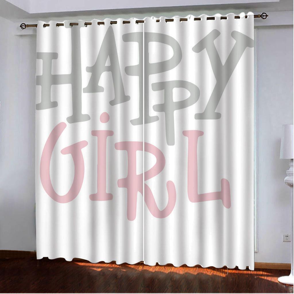 High Density Blackout Curtains Alphabet Series Digital Printing Curtains