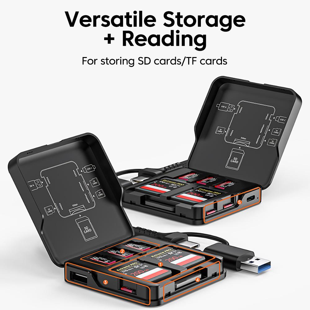 Xiaomi 5 Slot Portable USB/Type-C3.0 Memory Card Case high-speed Micro SD TF Card Holder Storage Box for SD/TF Card