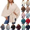 Women's Elegant Solid Knit Shawl Poncho Top Solid Color,pure,soft,elegant,top,drape
