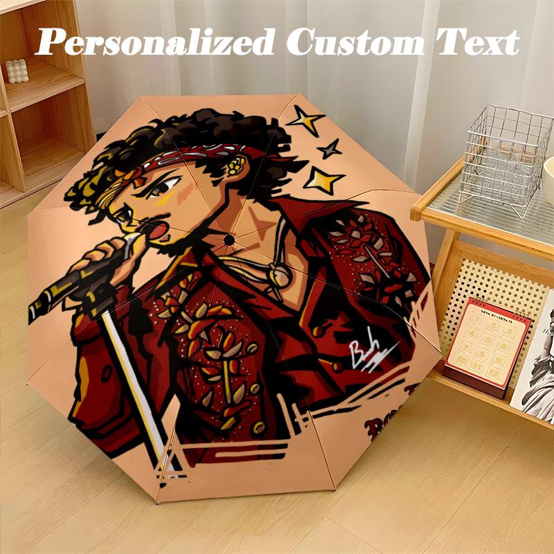 Portable Auto Folding Umbrella,Bruno Mars 8 Rib Waterproof Umbrella For Camping Commute
