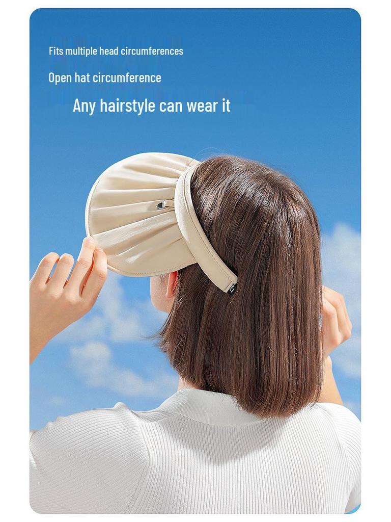 Women's Lightweight Sunshade Cap - Rollable, Breathable, UV Protection, Hair Tie Included