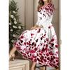 QICED Moda Feminina Outono Inverno Manga Longa Gola Redonda Vestidos Casuais Casuais Chiques