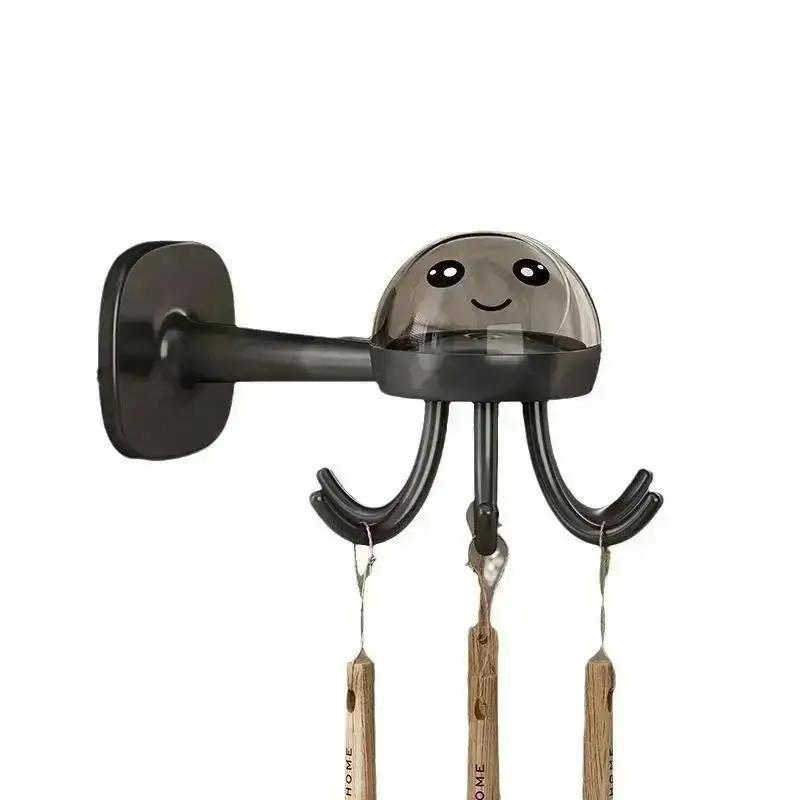 Kitchen Bathroom Convenience Hanging Stickers Without Drilling Hook 360°Rotatable Multifunctional Wall Adhesive Six Claw Hook