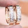 Modische glänzende Zirkonia Creolen für Damen Goldfarben runder Kreis Hochzeit Verlobungsschmuck