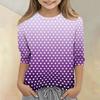 Kids Polka Dot Print Crew Neck Three Quarter Sleeve Casual T Shirt Comfortable Fit Soft Fabric Durable Stitching Suitable for Daily Wear