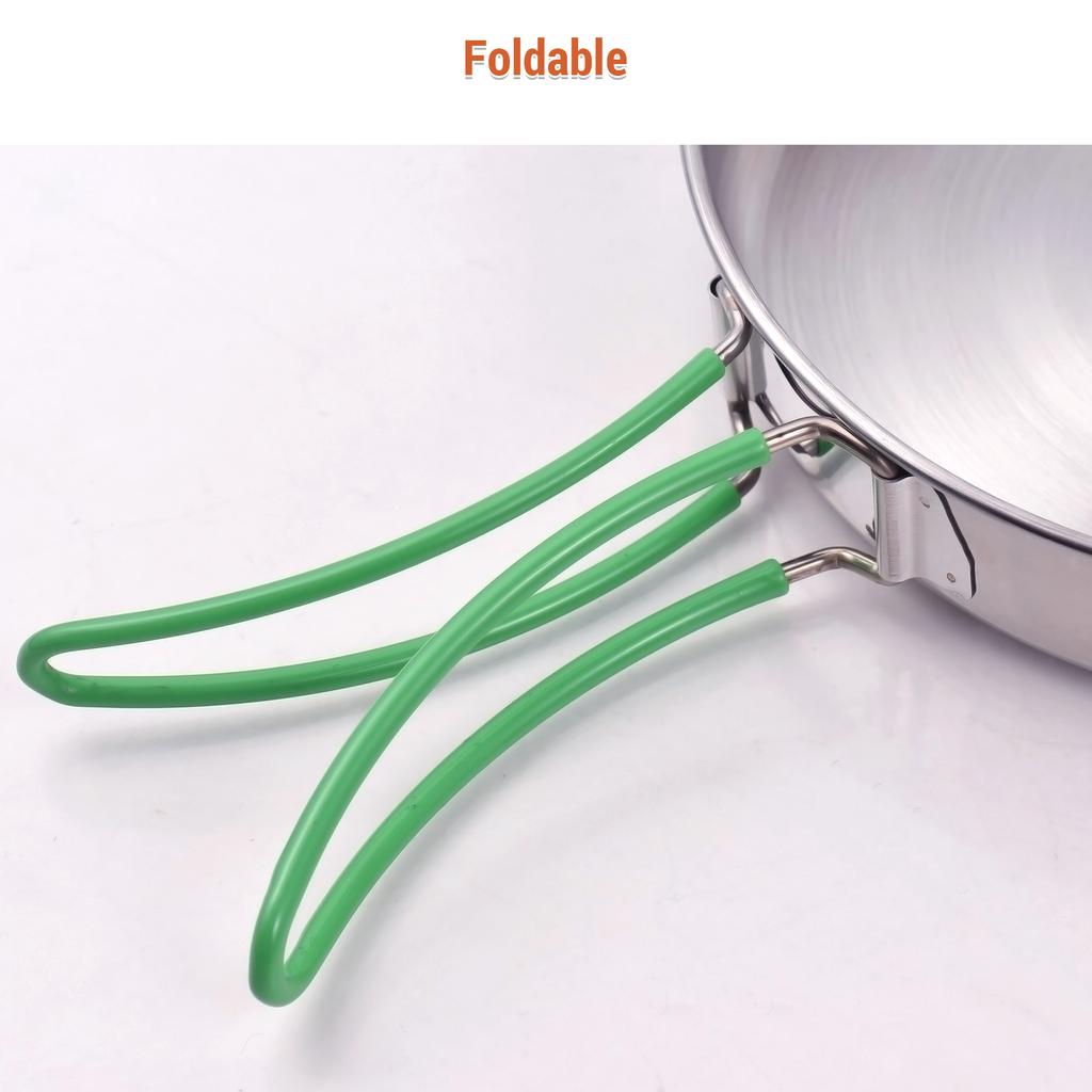 Hopfällbara Campingkokkärl Rostfritt Stål för 1-2 Personer Kastrull Stekpanna Lämplig för Alla