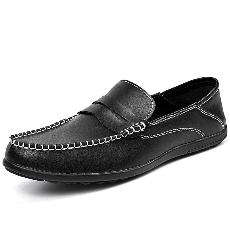 

Men s Leather Loafers: Spring/Autumn Casual Business Shoes in Korean Style, Large Sizes Available 38 чёрный