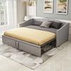 Gestoffeerd Bed Uitschuifbaar Slaapbank 90/180x200cm met Lattenbodem, Multifunctioneel Bed Gemaakt van Huidvriendelijke Fluweelstof