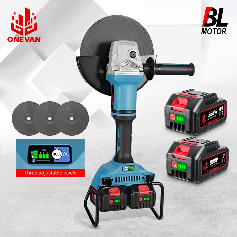 ONEVAN 180MM Brushless Electric Angle Grinder Variable Speed M14 Cutting Machine Woodworking Tool for Makita 18v Battery Pin