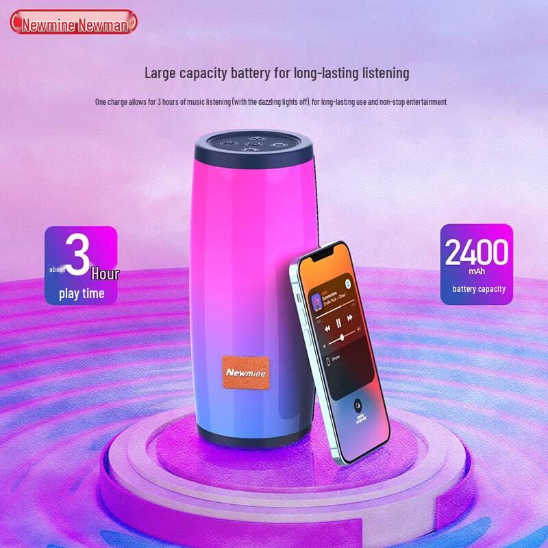 Newsmy BT70 Colorful Bluetooth Speaker with Heavy Bass CN plug (adapter included)