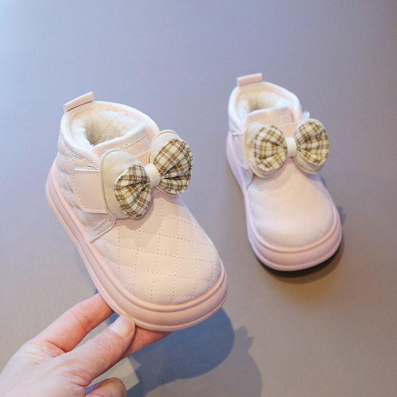 

2025 большие хлопковые бархатные утепленные зимние хлопковые ботинки для девочек новые детские зимние ботинки теплые детские хлопковые туфли для девочек 21 yards/inner length about 13.5cm розовый